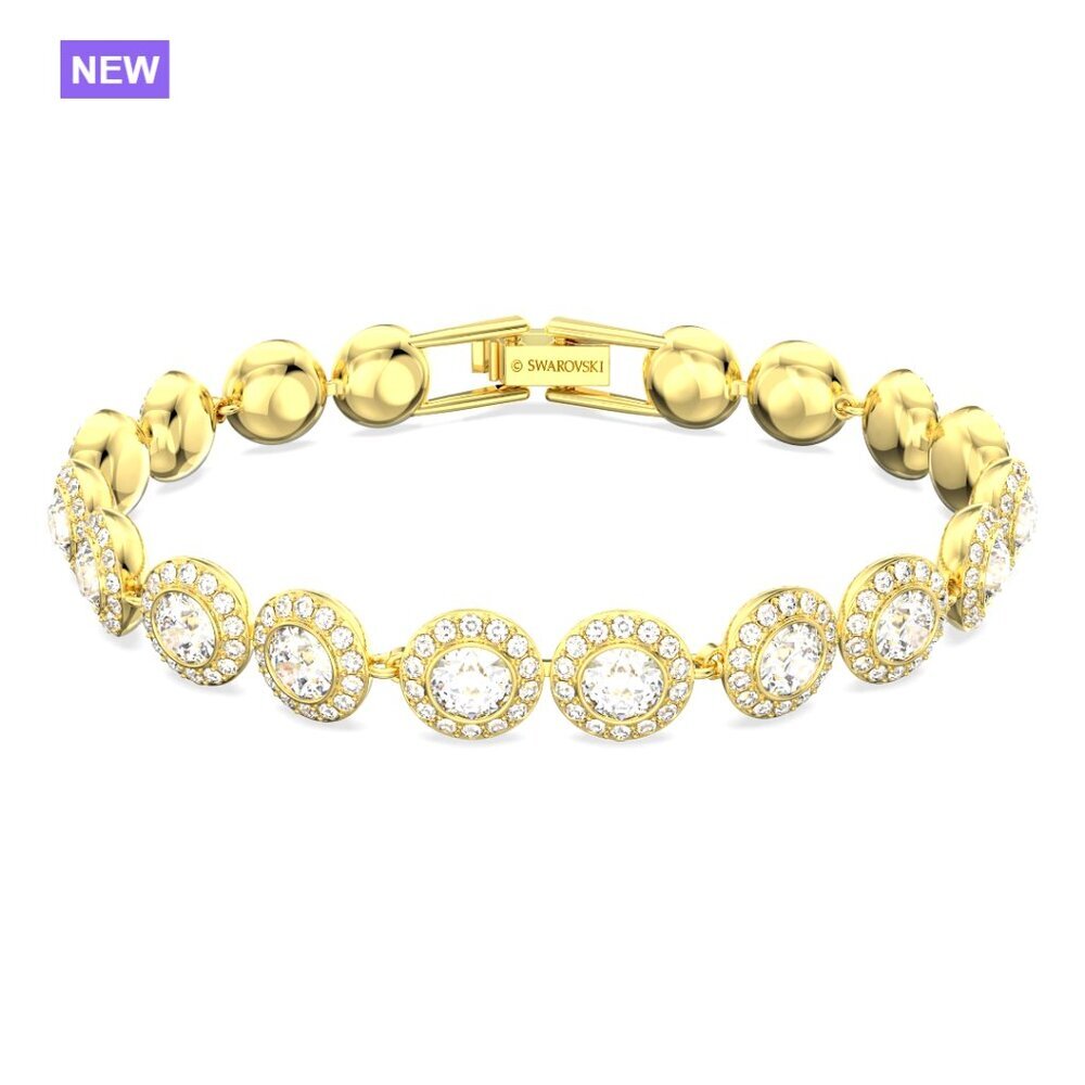 Gold Tone Plated Crystal Tennis Bracelet with Extender